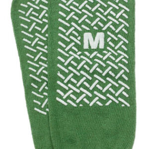 Slipper Socks; Med Green Pair Men's 5-6  Wms 6-7 Child 7-11