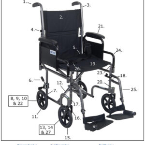 Seat Upholstery only for Drive Transport Chair 18 x16  Black