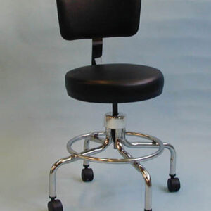 Classic Doctors Stool W/ Back W/ Foot Ring & Casters