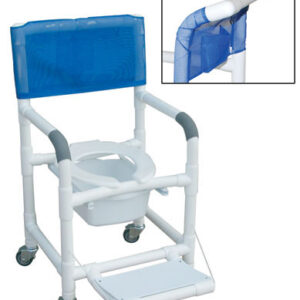 Shower Chair PVC Dlxe Drop Arm w/Folding Footrest & Sq. Pail