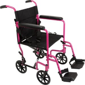 Transport Chair  Alum 19  with Footrests  Pink  ProBasics