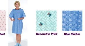 Tie-Back Adult Gown Blue Marble Print